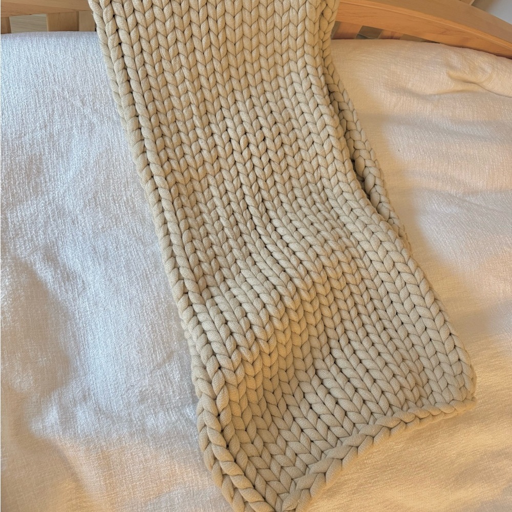 Chunky Knit Cream Throw Blanket